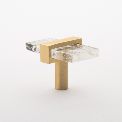 Sietto K-1900-SB Adjustable Clear Knob with Satin Brass Base