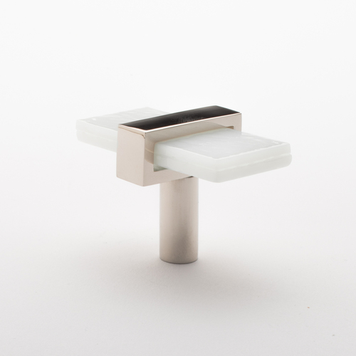 Sietto K-1901-PN Adjustable White Knob with Polished Nickel Base
