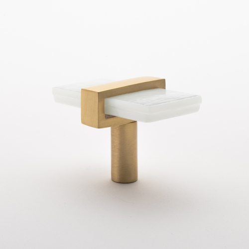 Sietto K-1901-SB Adjustable White Knob with Satin Brass Base