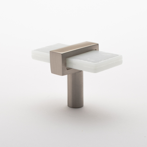 Sietto K-1901-SN Adjustable White Knob with Satin Nickel Base