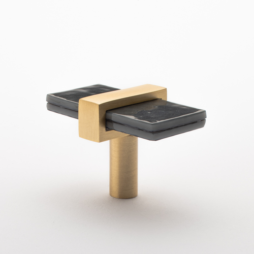 Sietto K-1902-SB Slate Gray Adjustable Knob with Satin Brass Base