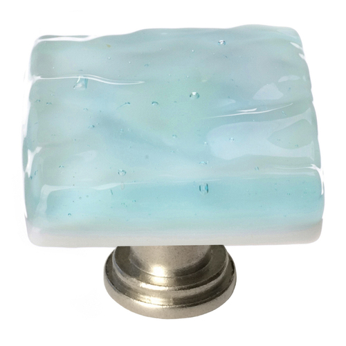 Sietto K-208-SN Glacier Aqua Knob with Satin Nickel Base