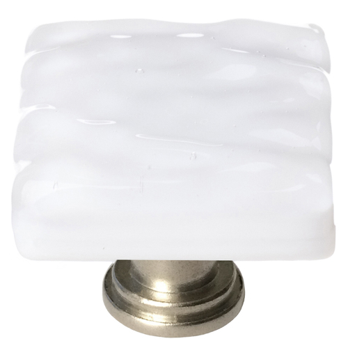 Sietto K-212-SN Glacier White Knob with Satin Nickel Base