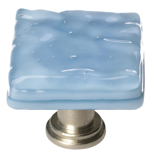 Sietto K-215-SN Glacier Powder Blue Knob with Satin Nickel Base