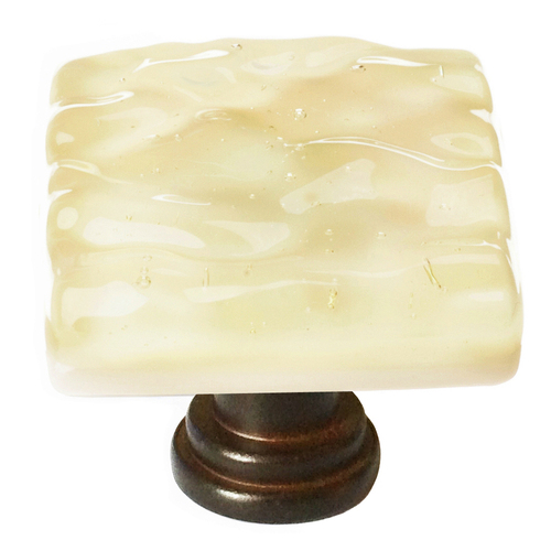 Sietto K-222-ORB Glacier Pale Yellow Knob with Oil-Rubbed Bronze Base