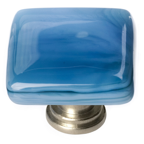 Sietto K-303-SN Cirrus Marine Blue Knob with Satin Nickel Base