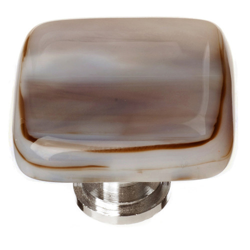 Sietto K-305-PC Cirrus White Knob with Brown Accent and Polished Chrome Base