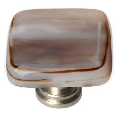 Sietto K-305-SN Cirrus White Knob with Brown Accent and Satin Nickel Base