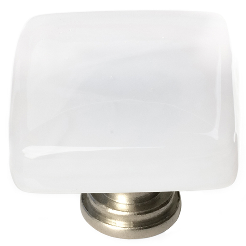 Sietto K-400-SN Cirrus White Knob with Satin Nickel Base