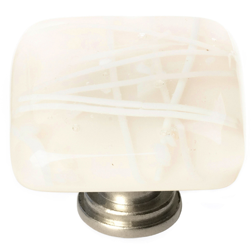 Sietto K-500-SN Cirrus Vanilla White Mardi Gras Knob with Satin Nickel Base