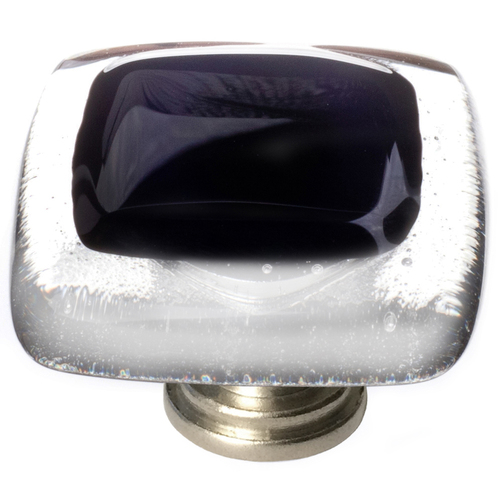 Sietto K-700-SN Reflective Black Knob with Satin Nickel Base