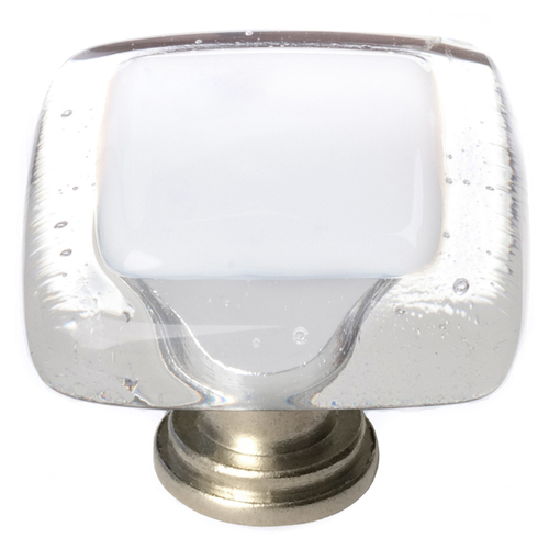 Sietto K-701-SN Reflective White Knob with Satin Nickel Base