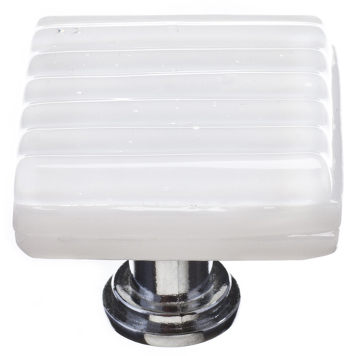 Sietto K-800-PC Reed White Knob with Polished Chrome Base