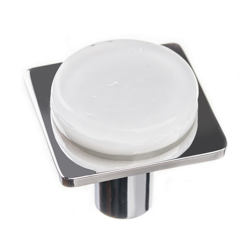 Sietto M-1300-PC Geometric Round White Knob on Polished Chrome Square Base