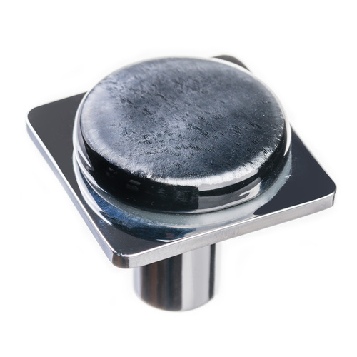 Sietto M-1302-PC Geometric Round Irid Black Knob on Polished Chrome Square Base