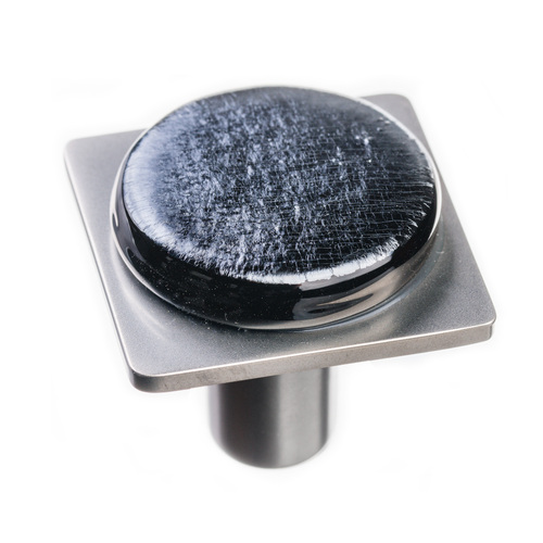 Sietto M-1302-SN Irid Black Geometric Round Knob on Satin Nickel Square Base