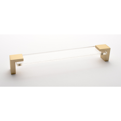 Sietto P-1200-8-SB Affinity 8 Clear Pull with Satin Brass Base