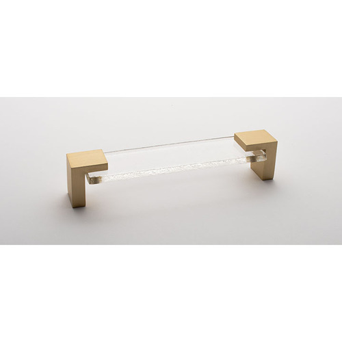 Sietto P-1200-SB Affinity 6 Clear Pull with Satin Brass Base