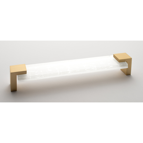 Sietto P-1201-8-SB Affinity 8 White Pull with Satin Brass Base