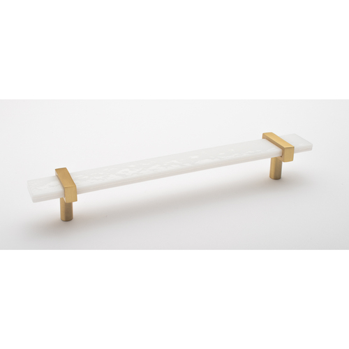 Sietto P-1901-9-SB Adjustable White Pull with Satin Brass Base