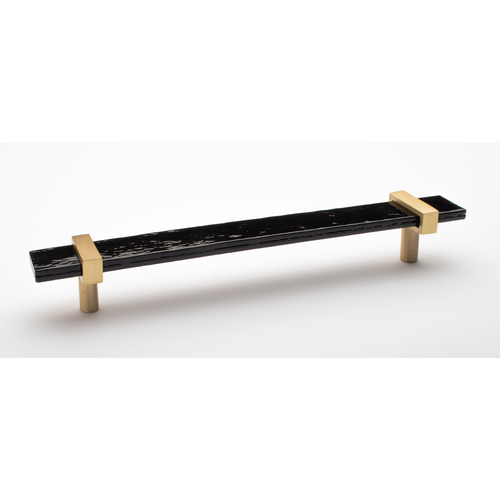 Sietto P-1903-9-SB Adjustable Black Pull with Satin Brass Base