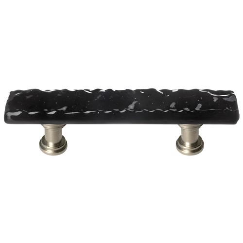 Sietto P-213-SN Glacier Black Pull with Satin Nickel Base