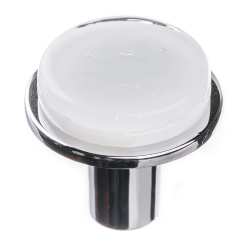 Sietto R-1300-PC Geometric Round White Knob on Polished Chrome