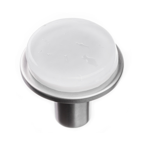 Sietto R-1300-SN Geometric Round White Knob on Satin Nickel