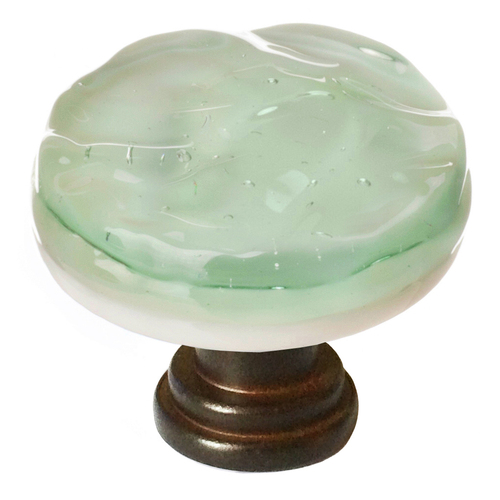 Sietto R-201-ORB Glacier Spruce Green Round Knob with Oil-Rubbed Bronze Base