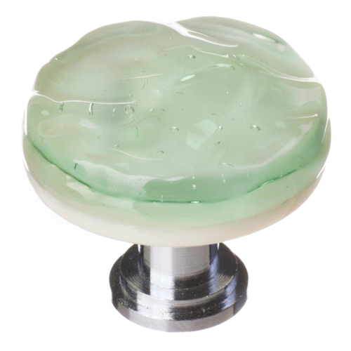 Sietto R-201-PC Glacier Spruce Green Round Knob with Polished Chrome Base
