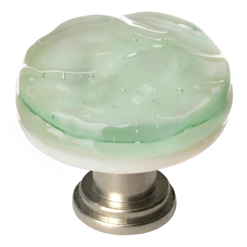 Sietto R-201-SN Glacier Spruce Green Round Knob with Satin Nickel Base