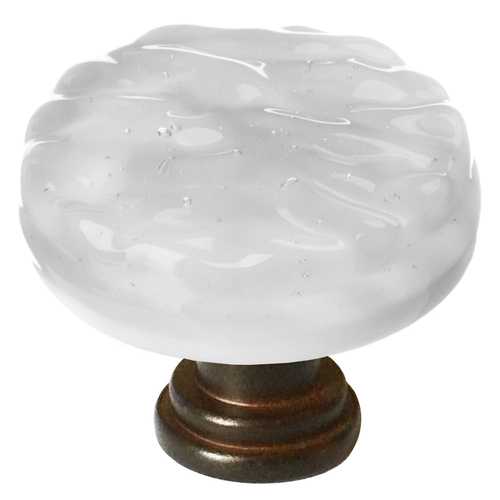 Sietto R-204-ORB Glacier Blue-Gray Round Knob with Oil-Rubbed Bronze Base
