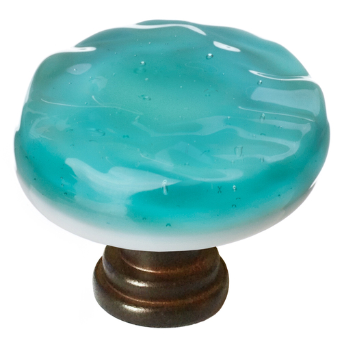 Sietto R-207-ORB Glacier Aqua Round Knob with Oil-Rubbed Bronze Base