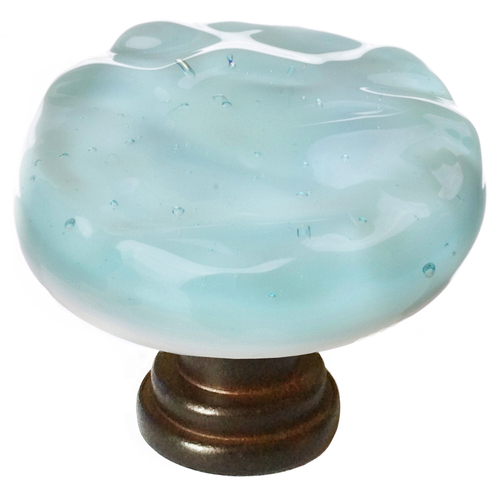 Sietto R-208-ORB Glacier Aqua Round Knob with Oil-Rubbed Bronze Base