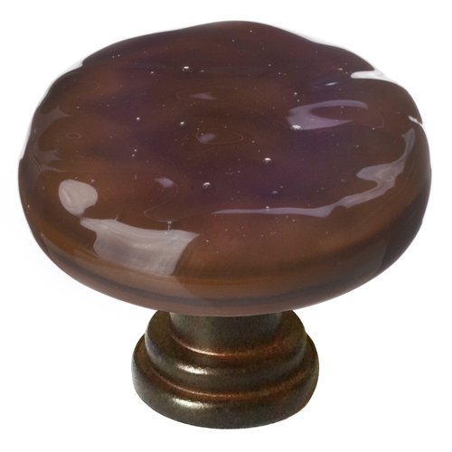 Sietto R-209-ORB Glacier Woodland Brown Round Knob with Oil-Rubbed Bronze Base