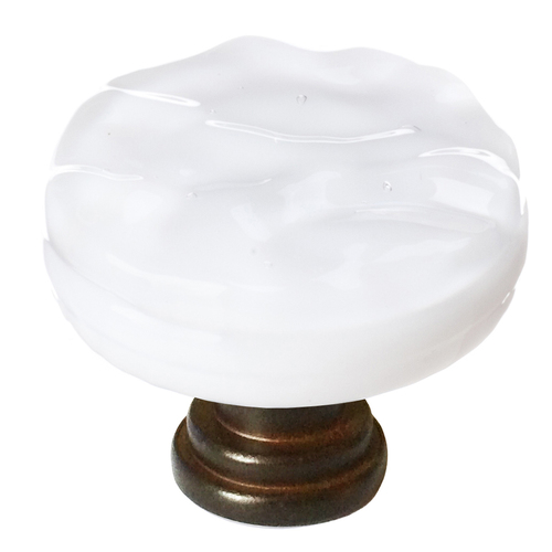 Sietto R-212-ORB Glacier White Round Knob with Oil-Rubbed Bronze Base