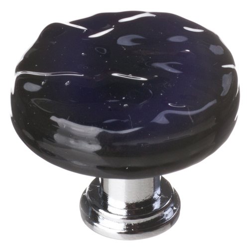 Sietto R-213-PC Glacier Black Round Knob with Polished Chrome Base