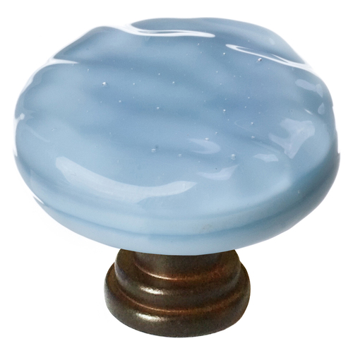 Sietto R-215-ORB Glacier Powder Blue Round Knob with Oil-Rubbed Bronze Base