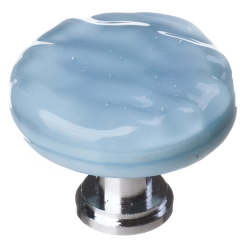 Sietto R-215-PC Glacier Powder Blue Round Knob with Polished Chrome Base