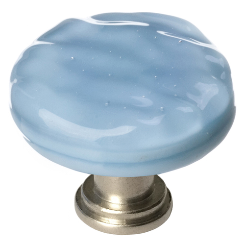 Sietto R-215-SN Glacier Powder Blue Round Knob with Satin Nickel Base