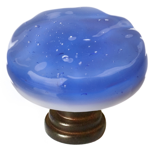Sietto R-219-ORB Glacier Sky Blue Round Knob with Oil-Rubbed Bronze Base