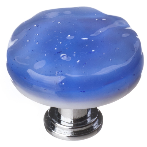 Sietto R-219-PC Glacier Sky Blue Round Knob with Polished Chrome Base