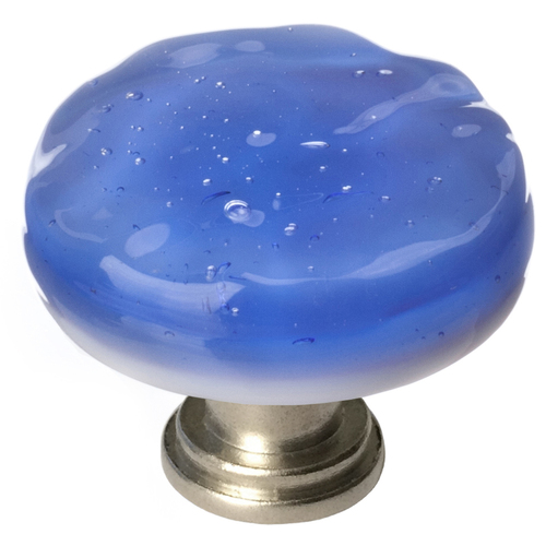 Sietto R-219-SN Glacier Sky Blue Round Knob with Satin Nickel Base