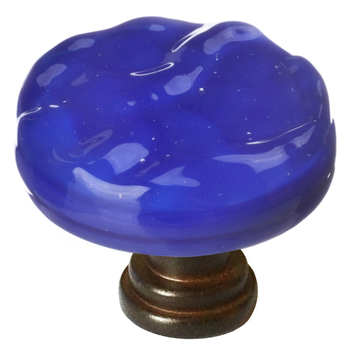 Sietto R-221-ORB Glacier Cobalt Round Knob with Oil-Rubbed Bronze Base