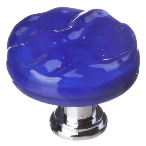 Sietto R-221-PC Glacier Cobalt Round Knob with Polished Chrome Base