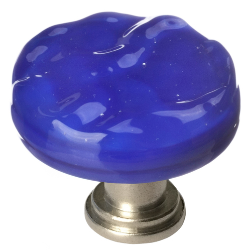 Sietto R-221-SN Glacier Cobalt Round Knob with Satin Nickel Base