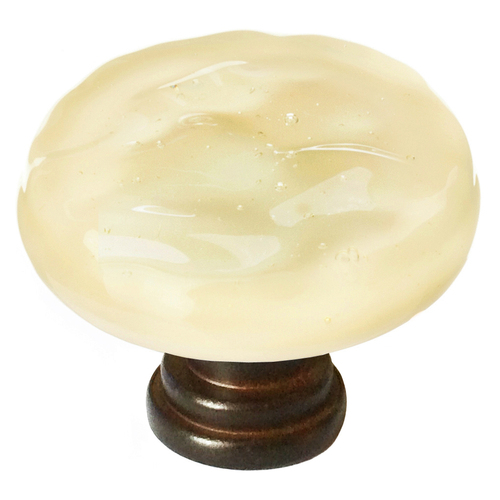 Sietto R-222-ORB Glacier Pale Yellow Round Knob with Oil-Rubbed Bronze Base