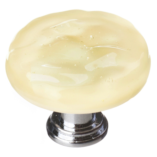 Sietto R-222-PC Glacier Pale Yellow Round Knob with Polished Chrome Base