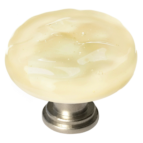 Sietto R-222-SN Glacier Pale Yellow Round Knob with Satin Nickel Base