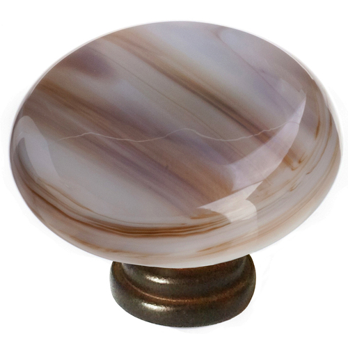 Sietto R-305-ORB Cirrus White Brown Round Knob with Oil-Rubbed Bronze Base